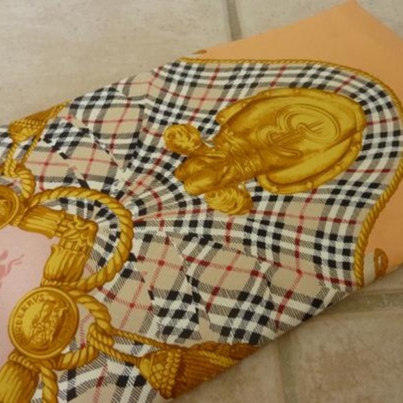 Burberry Multicolor Roses Check Pattern Silk Scarf - Picture 3 of 7